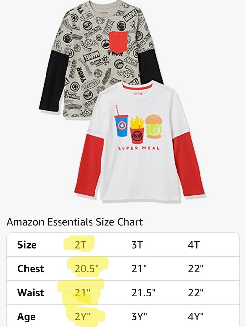 Marvel Boys 2T Long Sleeve 2-in-1 Graphic T-Shirts 2-Pack NWT - Picture 4 of 5